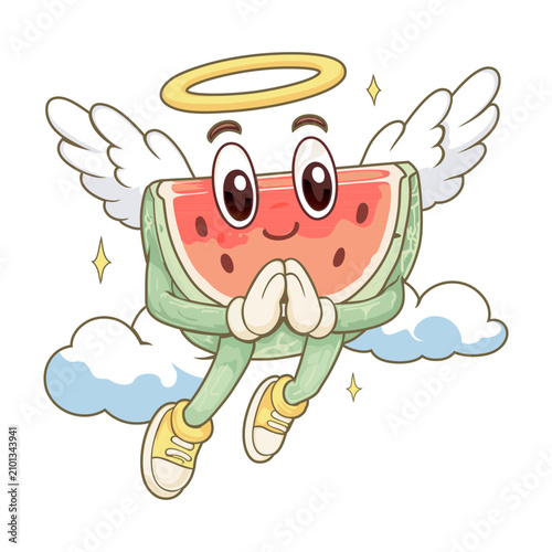 Beautiful and cute watermelon stickers like angels