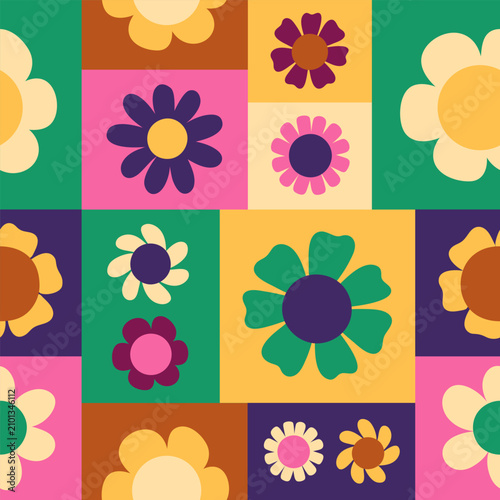 Flower pattern, seamless design. Colorful daisies, floral background. Summer ...