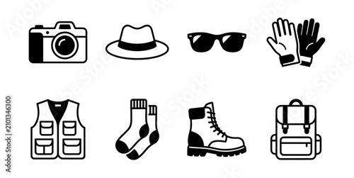 Foto Fashion and outdoor accessory icons collection