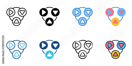 Foto Ambiguity icons set multiple style collection. Editable stroke