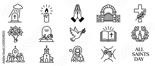 Принти на полотні Religious Symbols and Icons for Memorials, Funerals, and All Saints Day