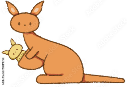 Photos Kangaroo cartoon character with baby joey