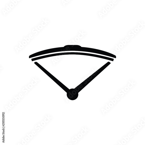 Isolated black and white icon of a windshield wiper mechanism on a white background