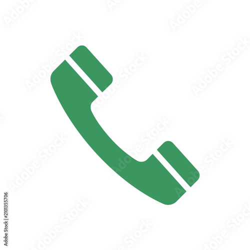Photos Isolated green telephone receiver icon, simple communication symbol, online supp