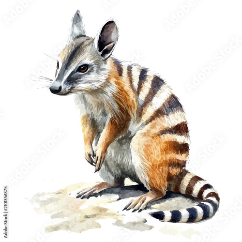 Принти на полотні Numbat watercolor drawing vector, high-quality modern illustration on a pure whi