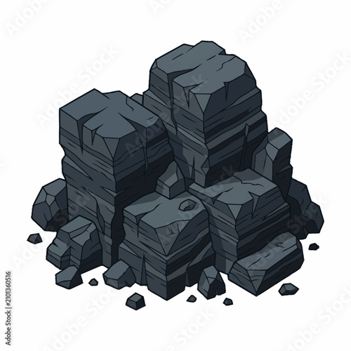 Konstfotografi Large pile of dark gray rocks.