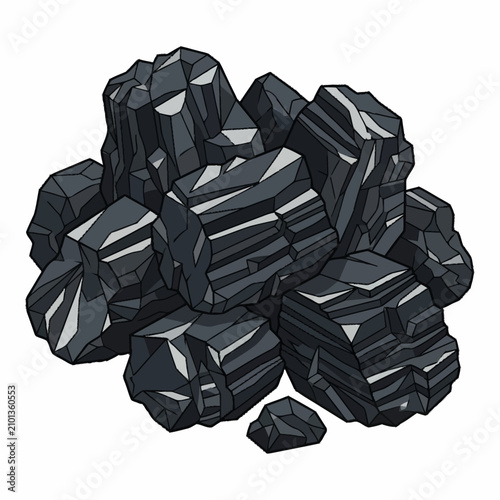 Tableau sur toile Pile of shiny black coal rocks.