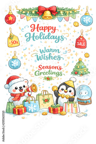 kawaii holiday characters, festive phrases, cute holiday characters, kawaii christmas, holiday stickers, christmas quotes, festive typography, cute illustration, cartoon characters, chibi holiday, chr