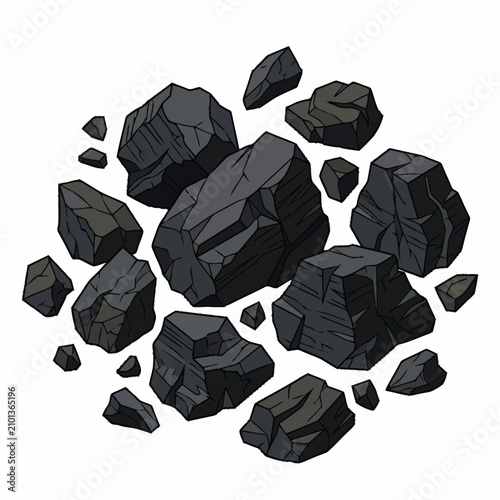 Canvastavla Collection of black rock fragments.