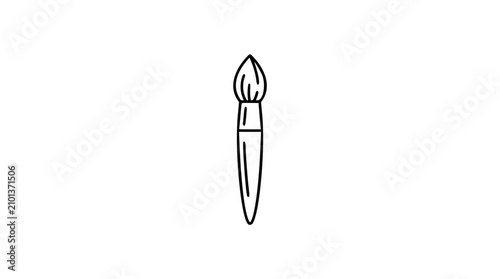 A crisp black and white line art vector icon of a flat paint brush with bristle detail, excellent for art supply stores, creative software toolbars, or DIY workshop signage.