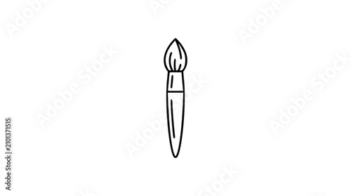 A crisp black and white line art vector icon of a flat paint brush with bristle detail, excellent for art supply stores, creative software toolbars, or DIY workshop signage.