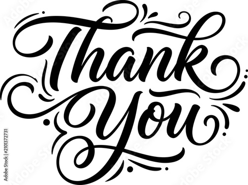 Elegant 'thank you' calligraphy perfect for cards gifts and appreciation messages