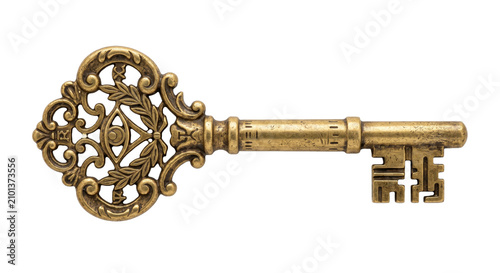 Konstfotografi Antique ornate brass key with intricate detailing and a vintage feel
