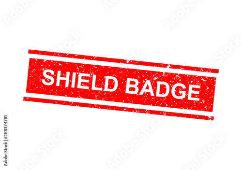 Fotografía Red shield badge with white text saying shield badge illustration