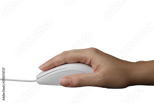 White Wireless Mouse In Hand Isolated Transparent Background