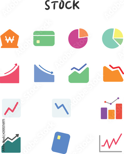Stock market and financial icon set