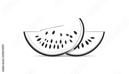 Canvastavla Two slices of fresh watermelon fruit.