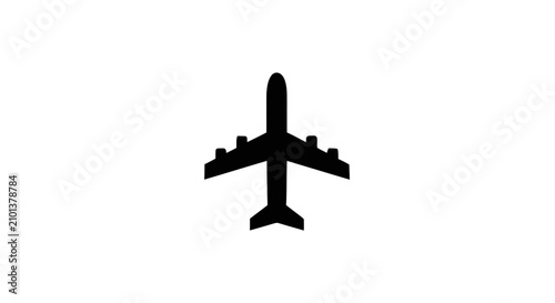 Foto Minimalist Black Airplane Icon Graphic Symbol for Aviation Travel and Transporta
