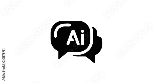 Photos AI Artificial Intelligence chatbot conversation speech bubble icon for editorial