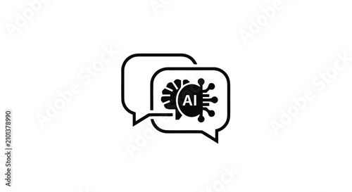 Artificial Intelligence Chatbot Icon Featuring AI Brain and Speech Bubbles for Digital Communication Editorial Use Only