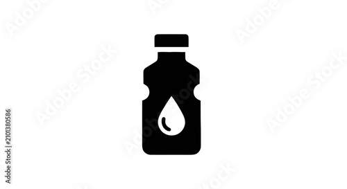 Vászonkép Minimalist Black Water Bottle Icon Featuring a Central Droplet Symbol for Hydrat