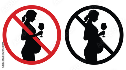 Woman silhouette icon restricted pregnant drinking alcohol