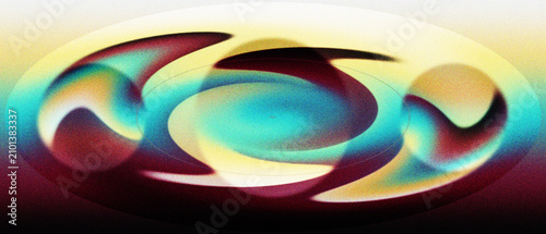 Bild auf Leinwand Swirling Circles with Glowing grainy Fractal Waves and Fiery Orange Blue Light Energy on Black Background Creative Design