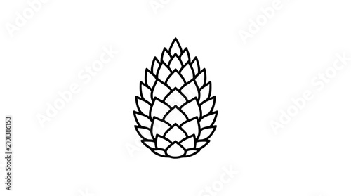 Fotografi Intricate black and white line art vector icon showcasing an elongated pinecone with layered bracts, wonderful for outdoor adventure logos, craft projects, or natural history educational content
