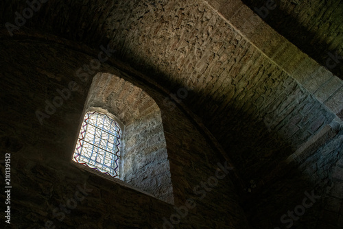 stained glass window in an old church in France