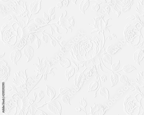 Embossed image of flowers.