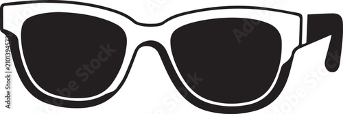 Obraz na płótnie Stylish retro sunglasses rendered in a bold black and white graphic silhouette, exuding a cool and timeless appeal