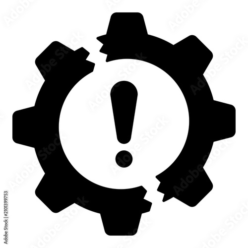 Obraz na plátně Broken gear with exclamation mark failure icon vector