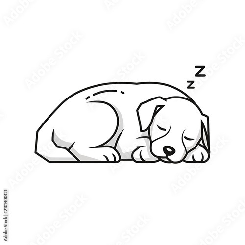 Fotografía Sleeping dog curled up tight.
