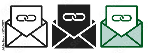Envelope with chain link mail icons.