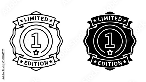 Fotografija Limited Edition Emblem: A striking emblem signifies a Limited Edition product, presented in both outline and solid black versions, featuring the prominent number 1 within a circular badge