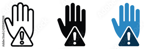 Danger Avoid Warning Icon with Hand and Exclamation Mark Sign Vector Illustration for Safety Alert, Hazard, and Protection Symbols