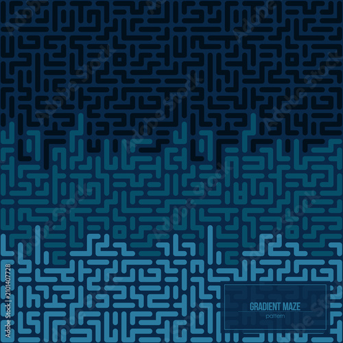 Modern Maze Pattern with Gradient Blue Lines for Technology Background
