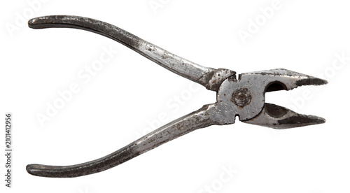 Pliers on a white background. Construction tool. Pliers isolated.