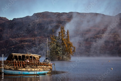 Принти на полотні The derelict Inchnacardoch Bay boats on the southwestern shore of Loch Ness in Scotland