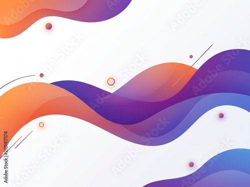 Abstract vibrant fluid wavy shapes on white background
