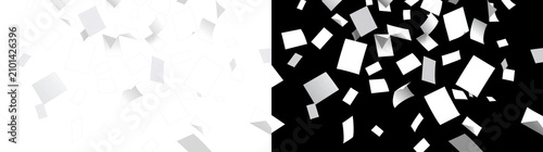 Canvas Print Falling white blank paper sheets on a bright background