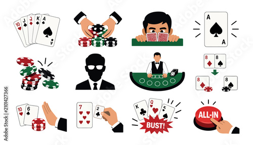 фотографія Colorful casino and poker game icons set.