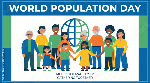 Canvastavla World Population Day Multicultural Family Gathering Together Poster Concept Artw