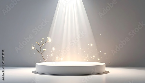 Minimalist stage with spotlight shining down.