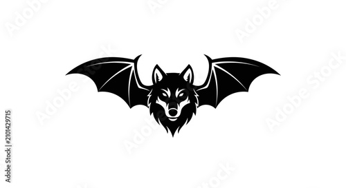 Fotografía Stylized black bat logo with fully extended wings.