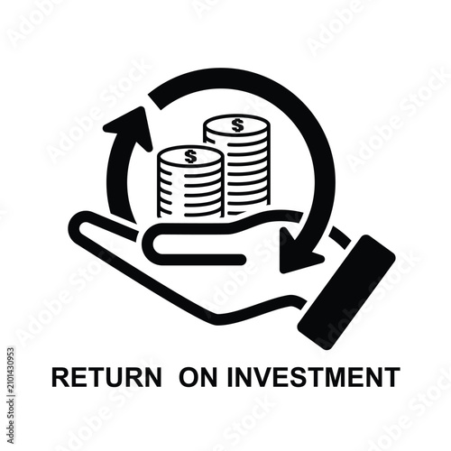 Return on investment icon isolated on background vector illustration.