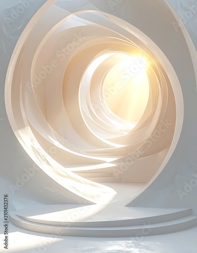 Modern abstract sculpture with light effect.
