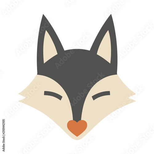 Stylized Fox Face with Heart Nose