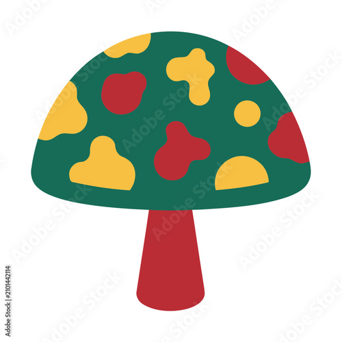 Stylized Mushroom with Red and Yellow Spots