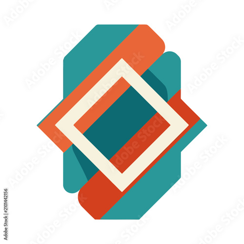 Abstract Geometric Shapes with Teal, Orange, and Cream Colors